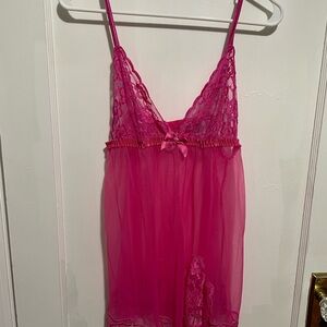 Frederick's of Hollywood Hot Pink Lace Chemise Size X-Large